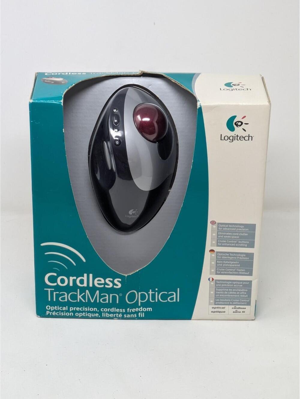 Brand New In Box! Logitech 904369-0403 TrackMan Cordless Optical Mouse - Sealed